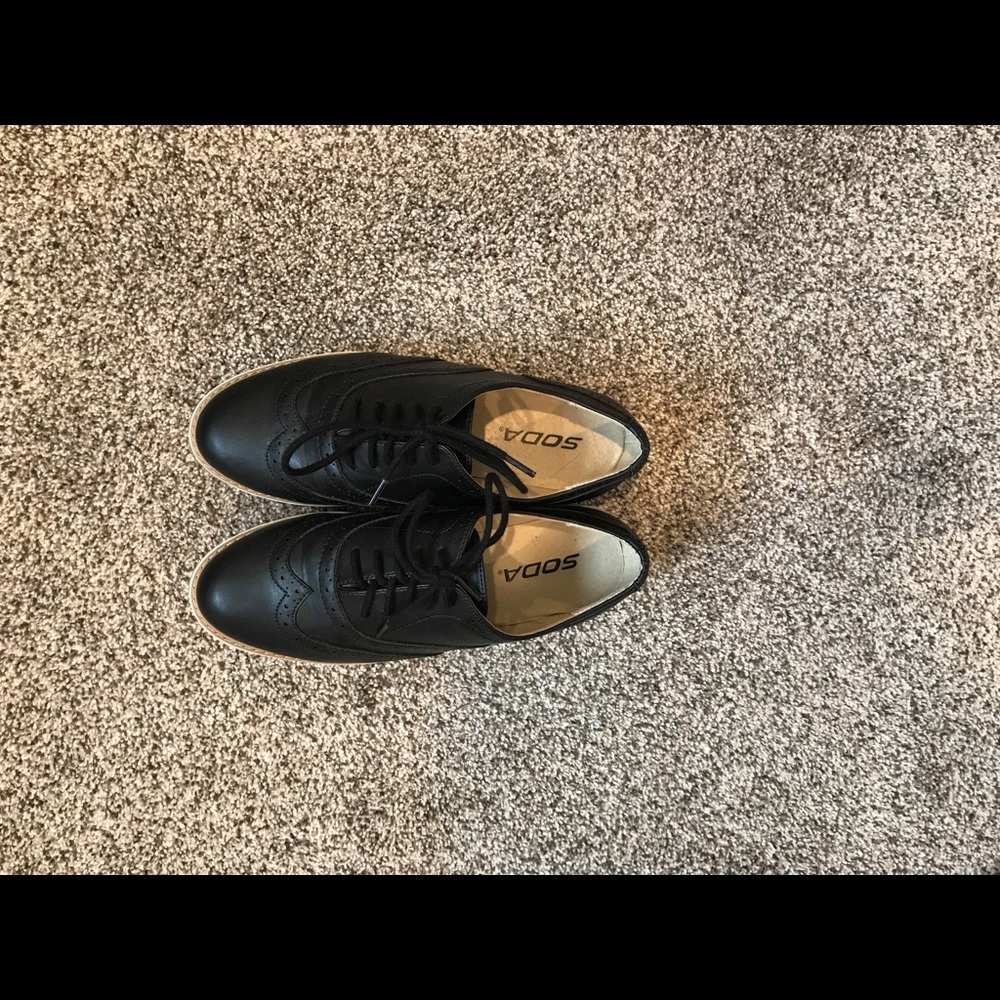 black platform loafers